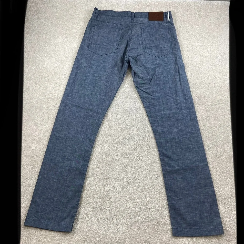 Gustin Pants Mens 36 Blue Slim Fit California Sewn Chambray Cotton Trousers